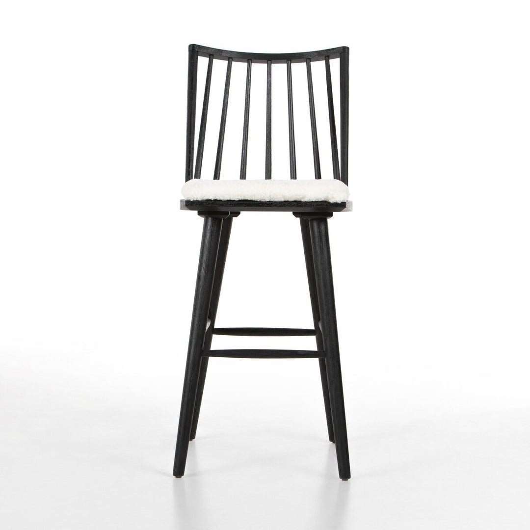 Clark Windsor Bar + Counter Stool - Black Oak - Bar - Cream Shorn Sheepskin