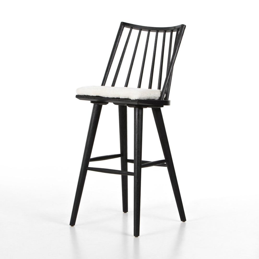 Clark Windsor Bar + Counter Stool - Black Oak - Bar - Cream Shorn Sheepskin