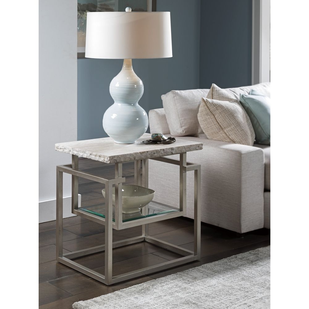 Side Tables Theo Rectangular End Table - Champagne
