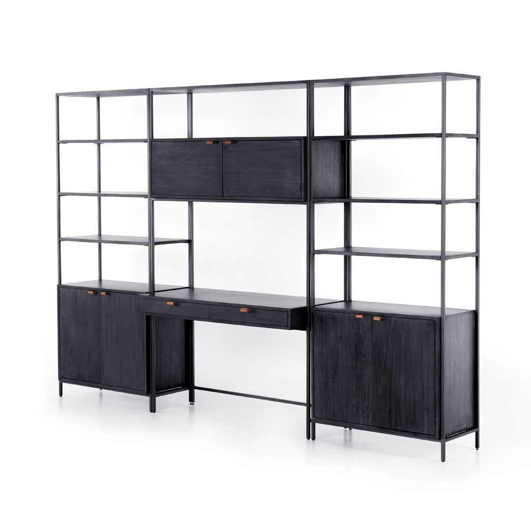 Troy Modular Wall Desk With 2 Bookcases - Black