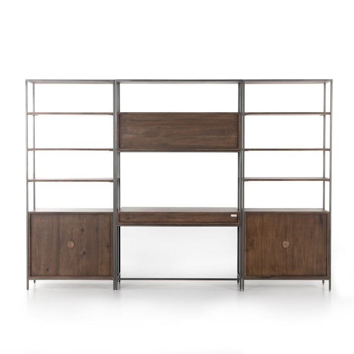 Troy Modular Wall Desk With 2 Bookcases - Auburn