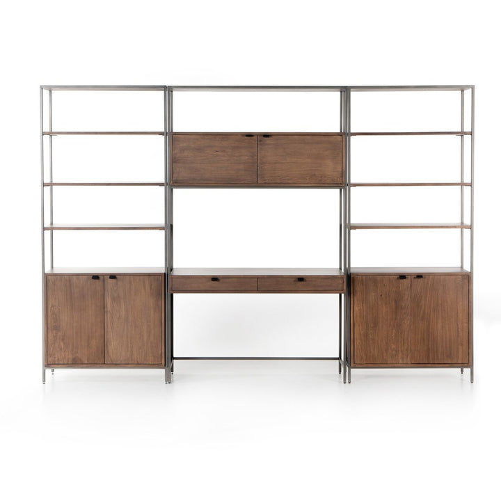 Troy Modular Wall Desk With 2 Bookcases - Auburn