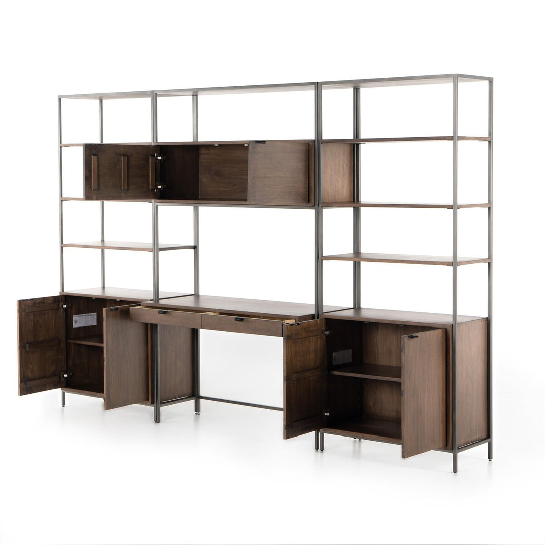 Troy Modular Wall Desk With 2 Bookcases - Auburn