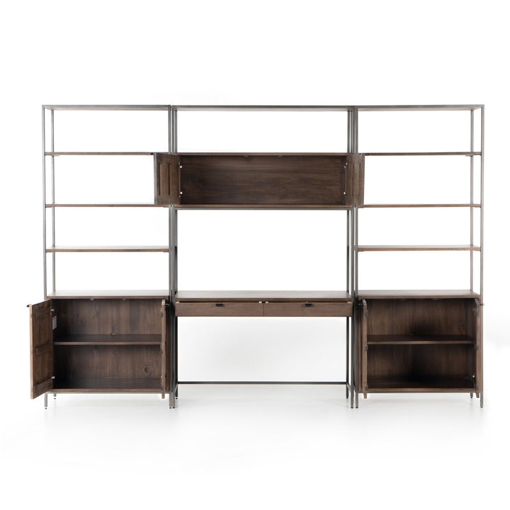 Troy Modular Wall Desk With 2 Bookcases - Auburn