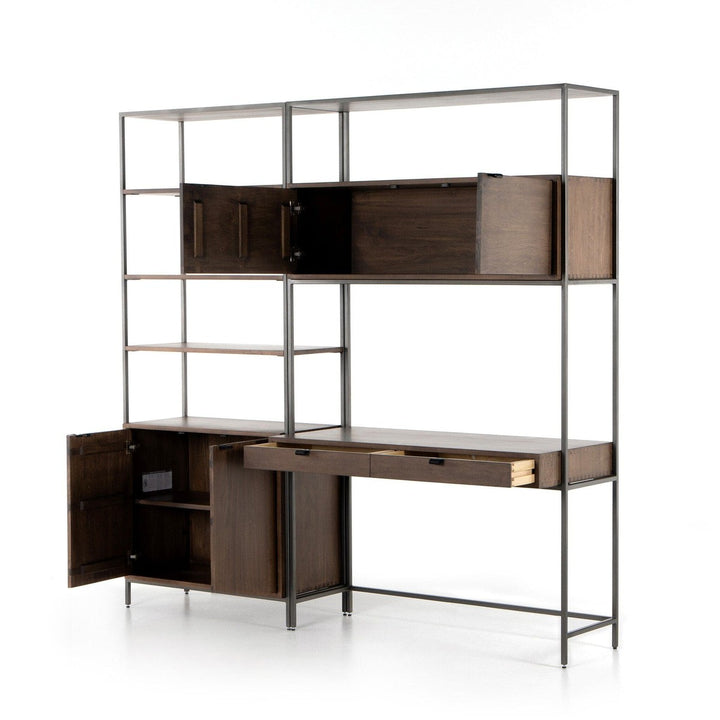 Troy Modular Wall Desk With 1 Bookcase - Auburn Poplar