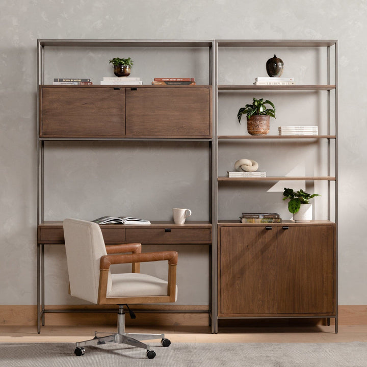 Troy Modular Wall Desk With 1 Bookcase - Auburn Poplar