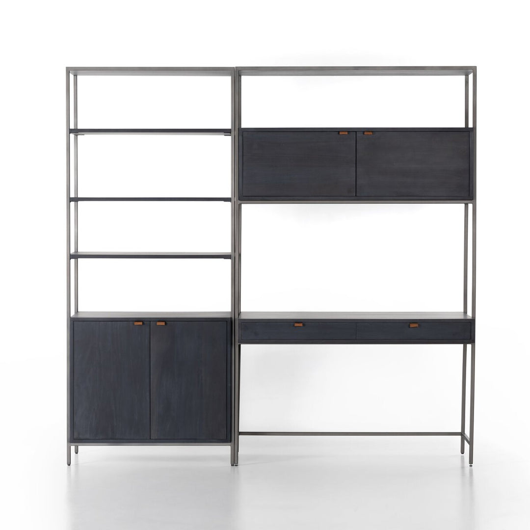 Troy Modular Wall Desk With 1 Bookcase - Black