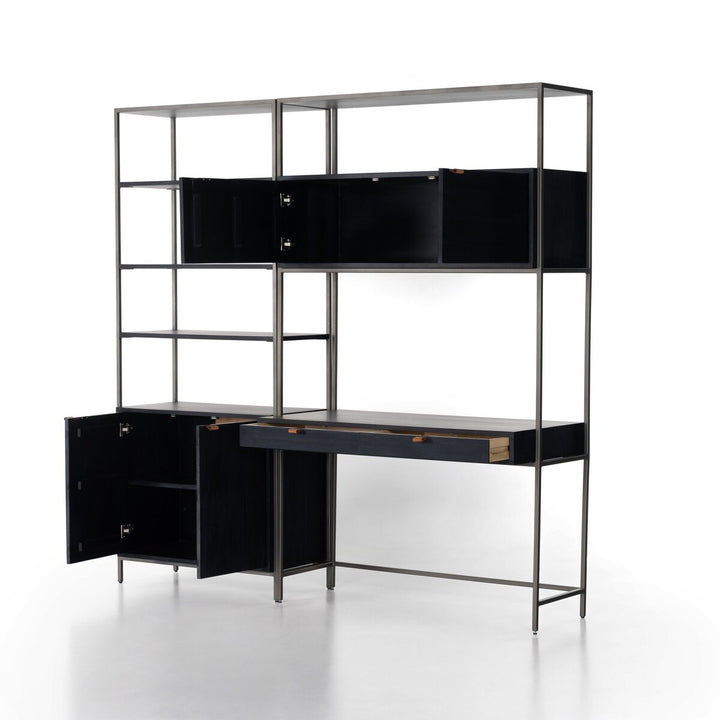 Troy Modular Wall Desk With 1 Bookcase - Black