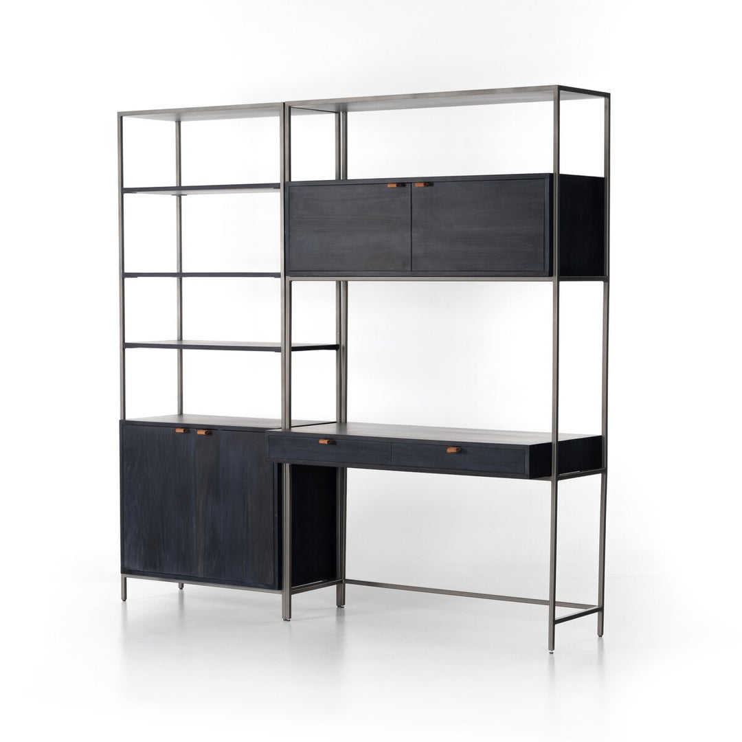 Troy Modular Wall Desk With 1 Bookcase - Black