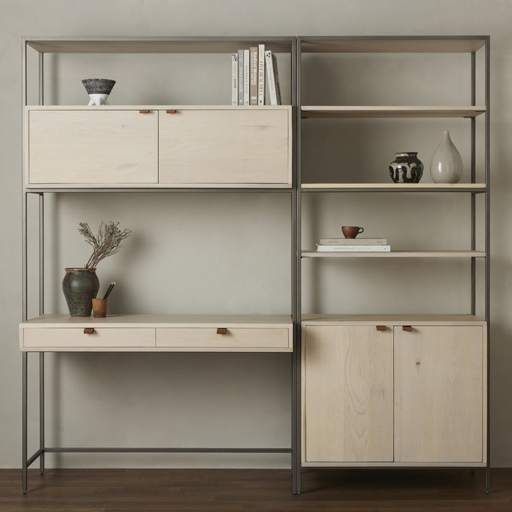 Troy Modular Wall Desk With 1 Bookcase - Dove Poplar