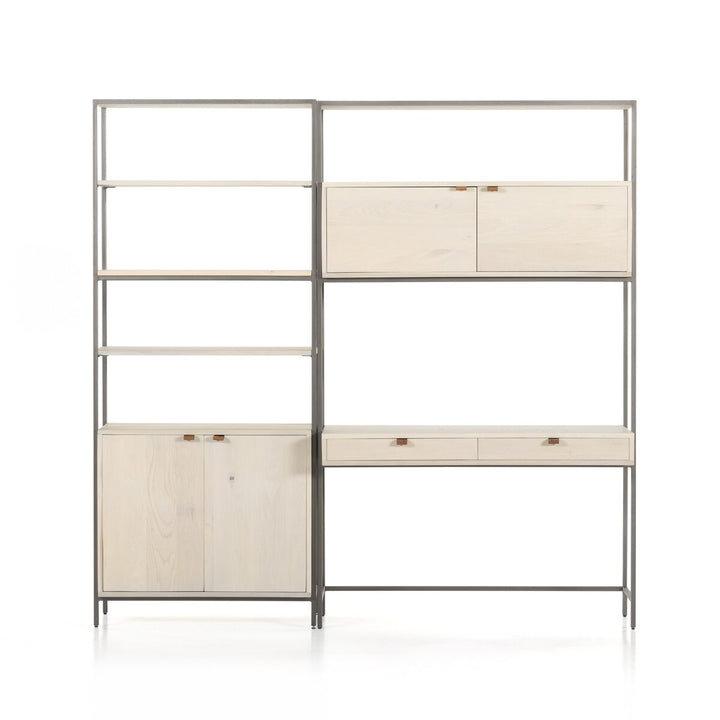 Troy Modular Wall Desk With 1 Bookcase - Dove Poplar