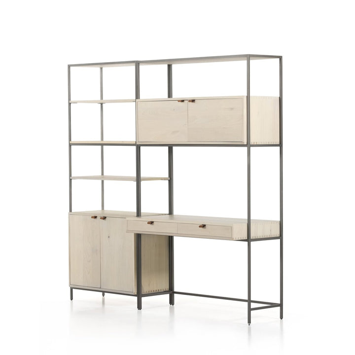 Troy Modular Wall Desk With 1 Bookcase - Dove Poplar