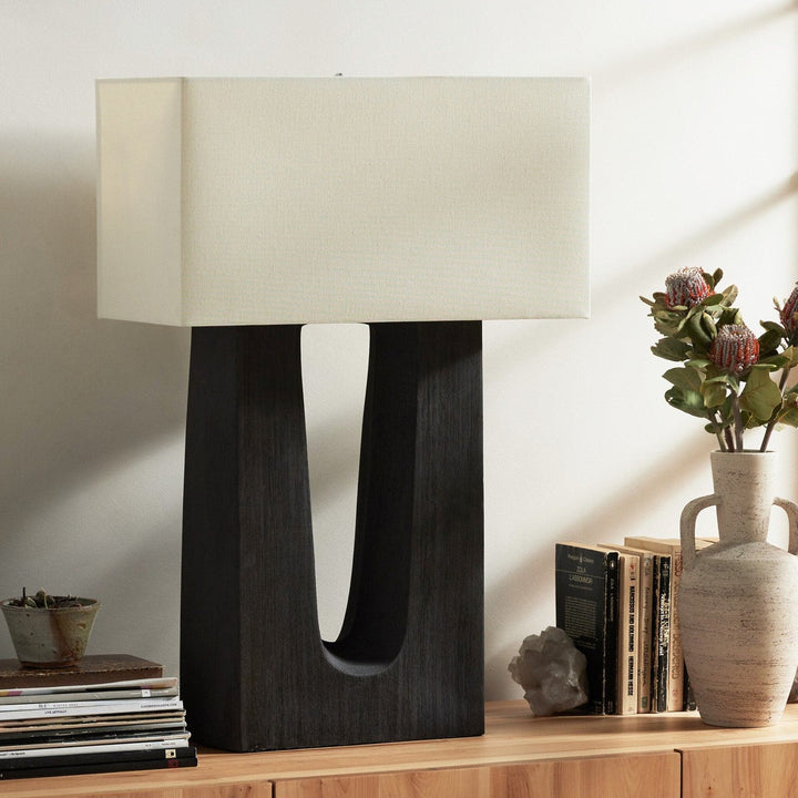 Curtis Table Lamp - Textured Matte Black Porcelain Ceramic