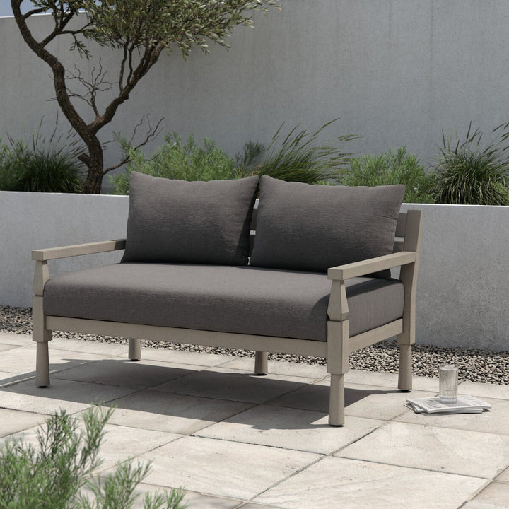 Warner Outdoor Sofa - Charcoal - Weathered Grey - 56"