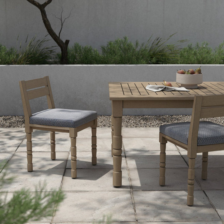 Warner Outdoor Dining Chair - Faye Navy - Washed Brown