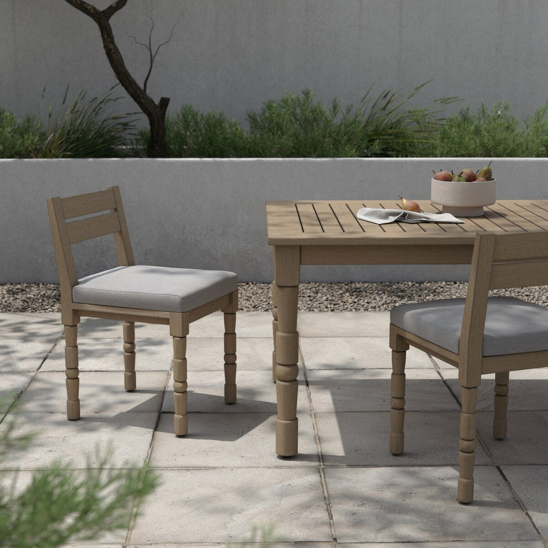 Warner Outdoor Dining Chair - Stone Grey - Washed Brown