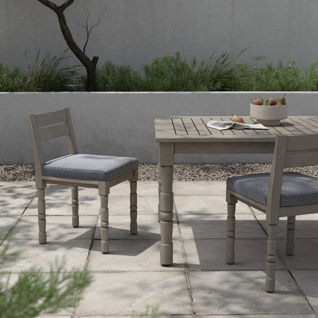 Warner Outdoor Dining Chair - Faye Navy - Weathered Grey