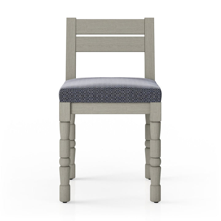 Warner Outdoor Dining Chair - Faye Navy - Weathered Grey