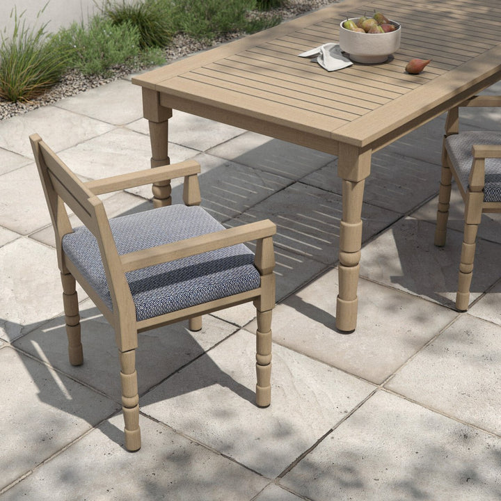 Warner Outdoor Dining Armchair - Faye Navy - Washed Brown