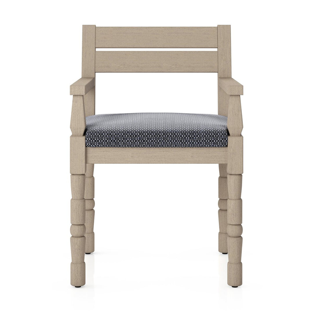 Warner Outdoor Dining Armchair - Faye Navy - Washed Brown