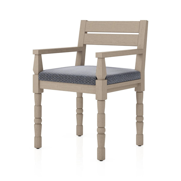 Warner Outdoor Dining Armchair - Faye Navy - Washed Brown