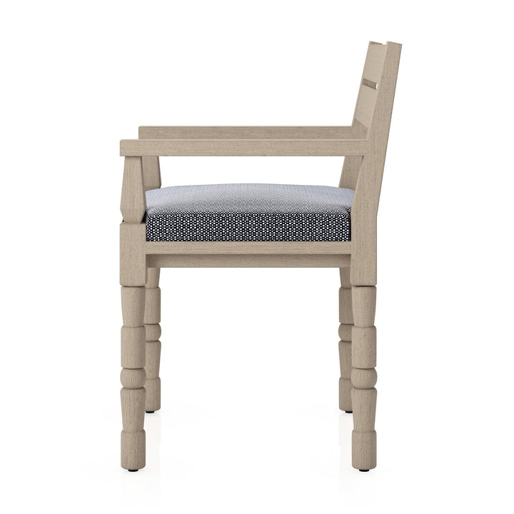 Warner Outdoor Dining Armchair - Faye Navy - Washed Brown