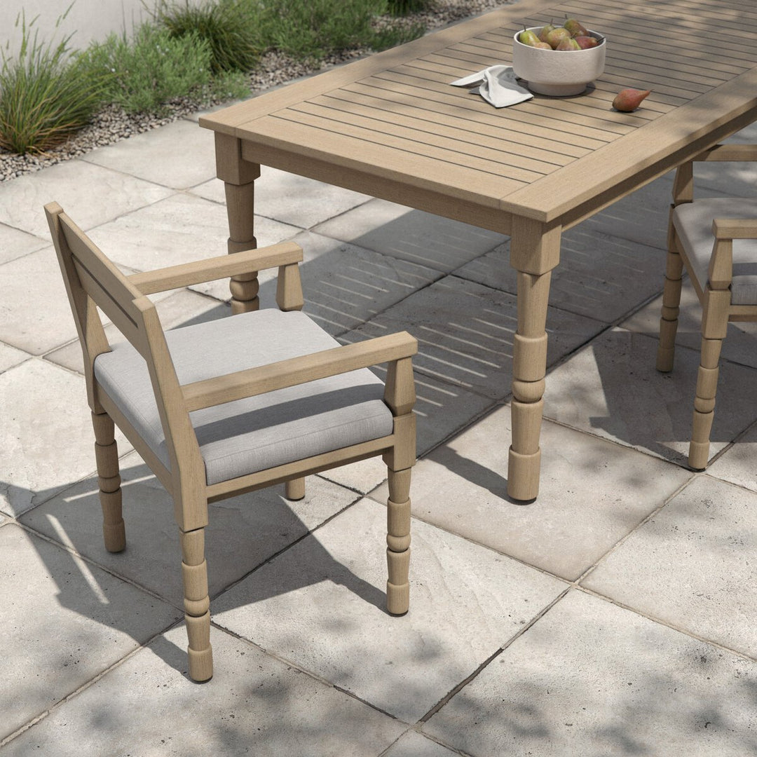 Warner Outdoor Dining Armchair - Stone Grey - Washed Brown