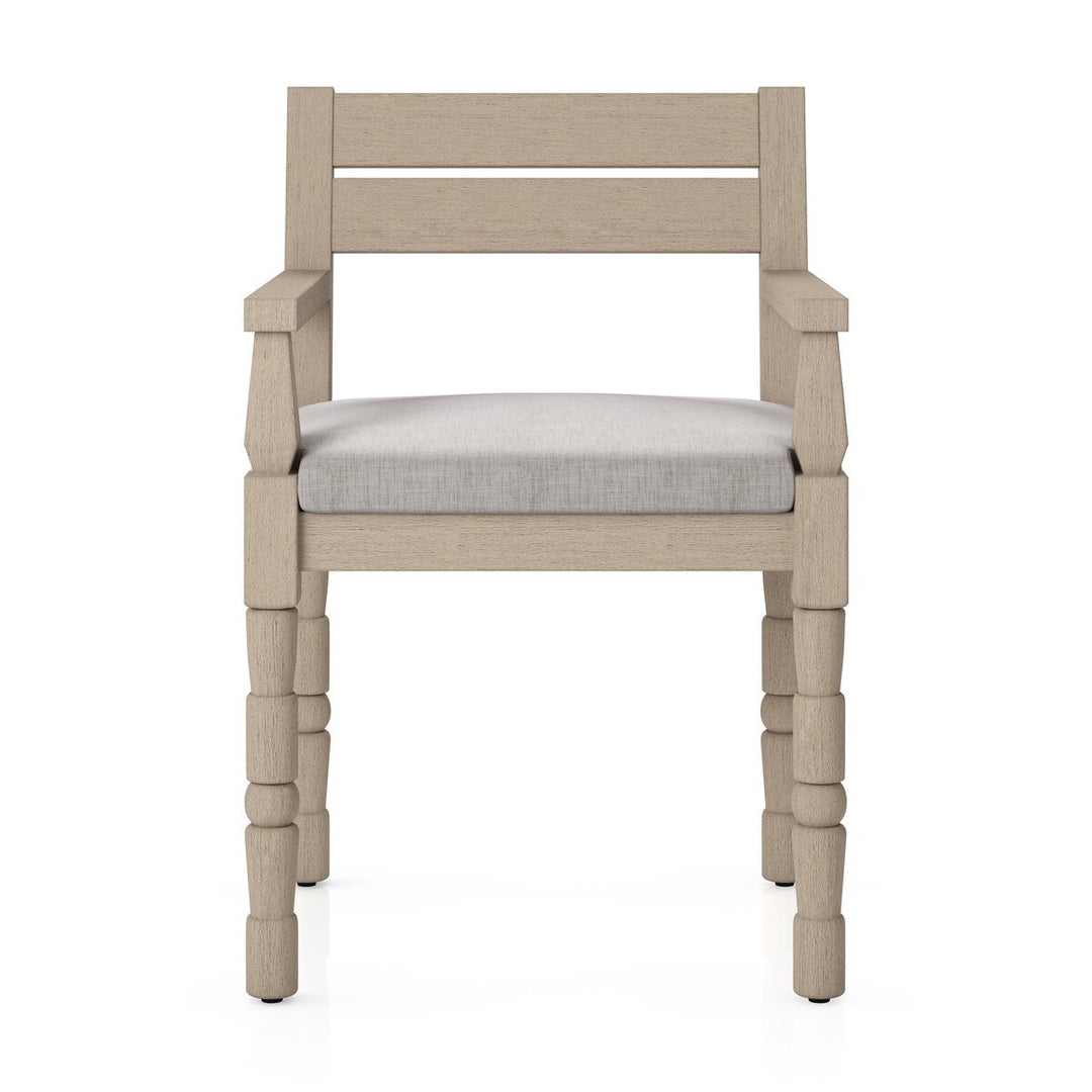 Warner Outdoor Dining Armchair - Stone Grey - Washed Brown