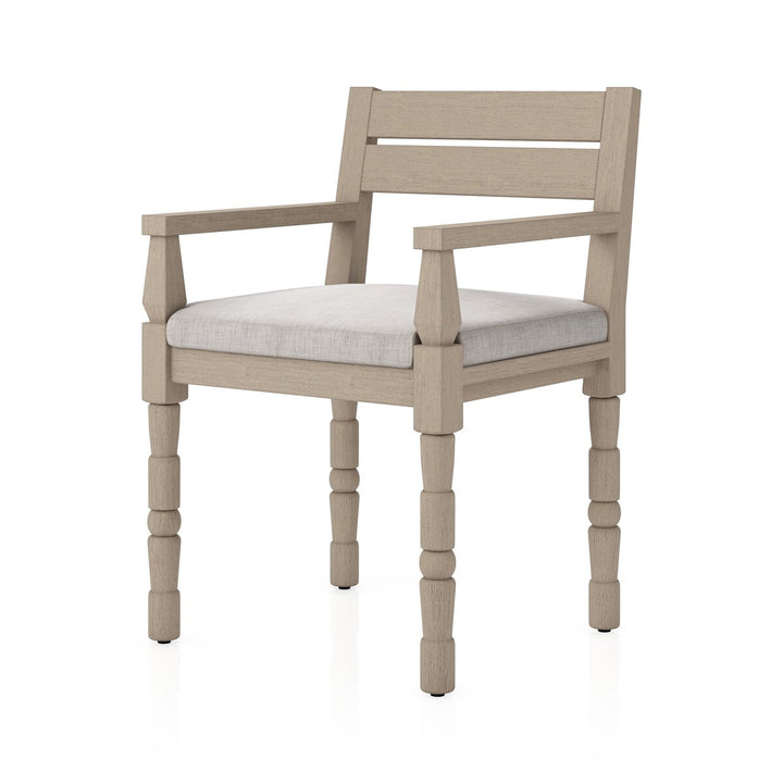 Warner Outdoor Dining Armchair - Stone Grey - Washed Brown