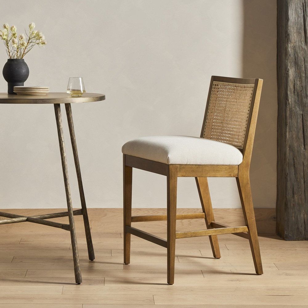 Bar & Counter Stools Thayer Cane Armless Bar Stool - Savile Flax