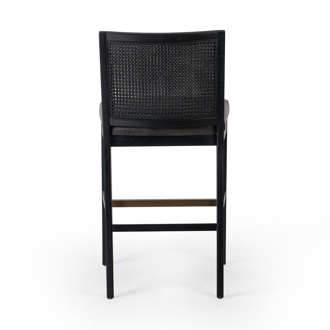 Isabella Cane Armless Bar + Counter Stool - Bar - Brushed Ebony - Sonoma Black