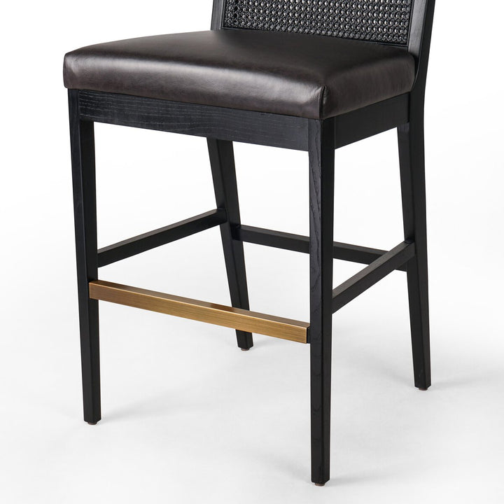 Isabella Cane Armless Bar + Counter Stool - Bar - Brushed Ebony - Sonoma Black