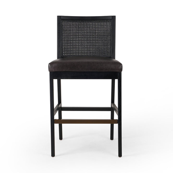 Isabella Cane Armless Bar + Counter Stool - Bar - Brushed Ebony - Sonoma Black