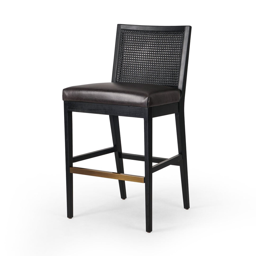 Isabella Cane Armless Bar + Counter Stool - Bar - Brushed Ebony - Sonoma Black