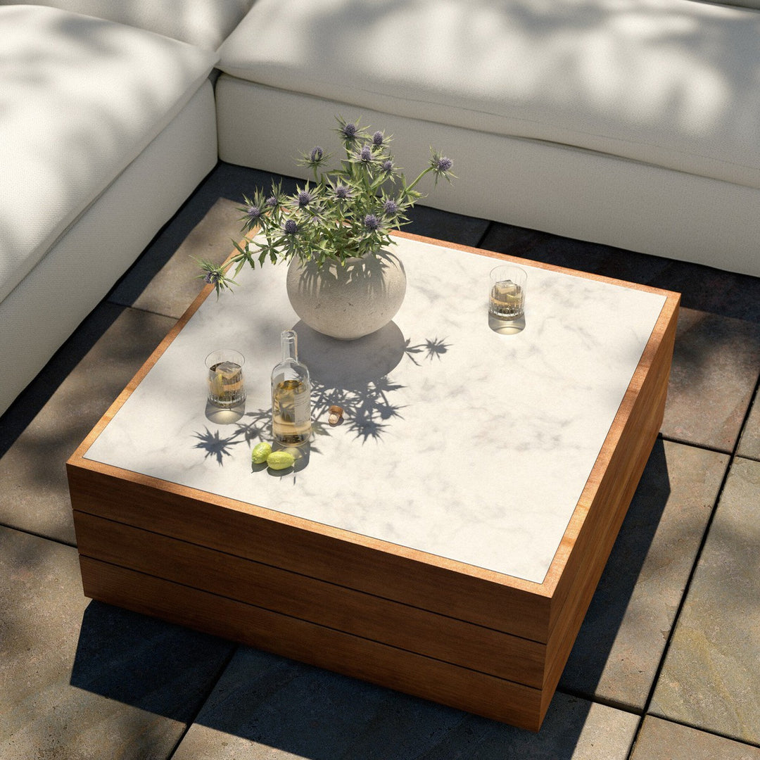 Emerson Outdoor Coffee Table - White Marble