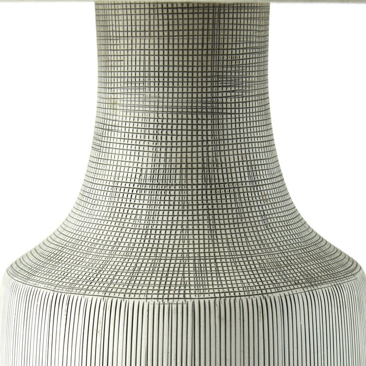 Odin Table Lamp - Black & White Grid Porcelain Ceramic