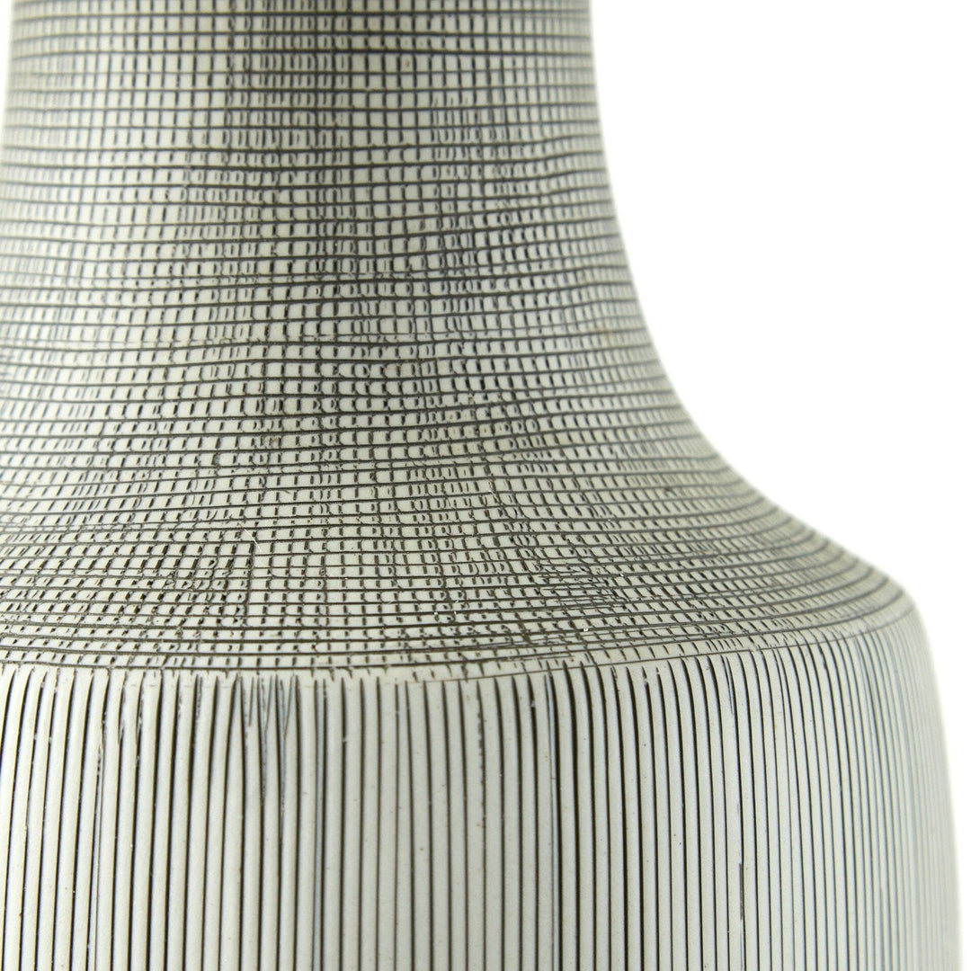 Odin Table Lamp - Black & White Grid Porcelain Ceramic