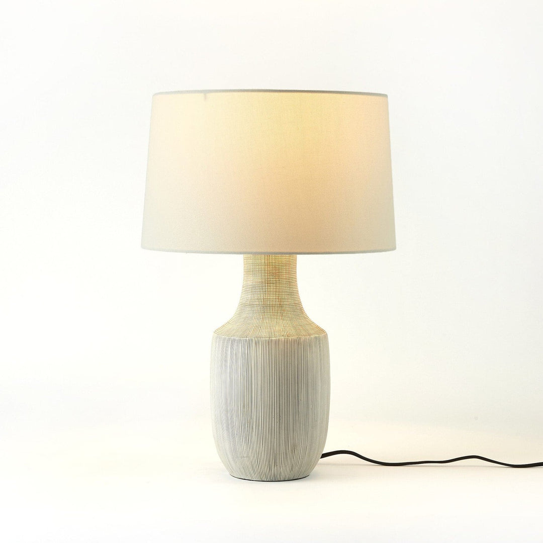 Odin Table Lamp - Black & White Grid Porcelain Ceramic