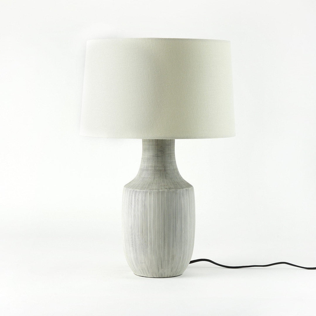 Odin Table Lamp - Black & White Grid Porcelain Ceramic