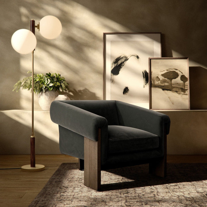 Athens Chair - Modern Velvet Smoke