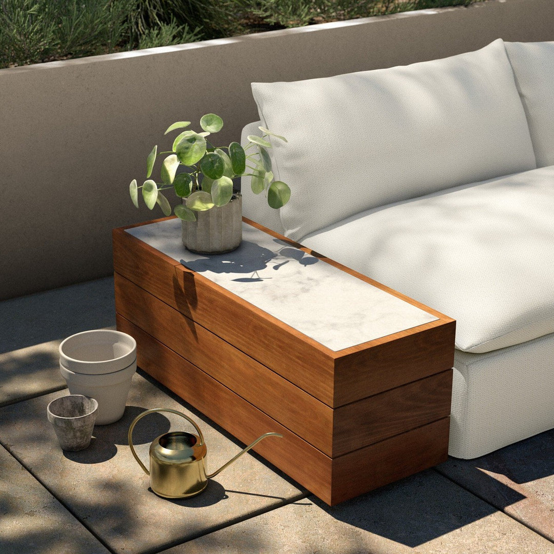 Emerson Outdoor End Table - White Marble