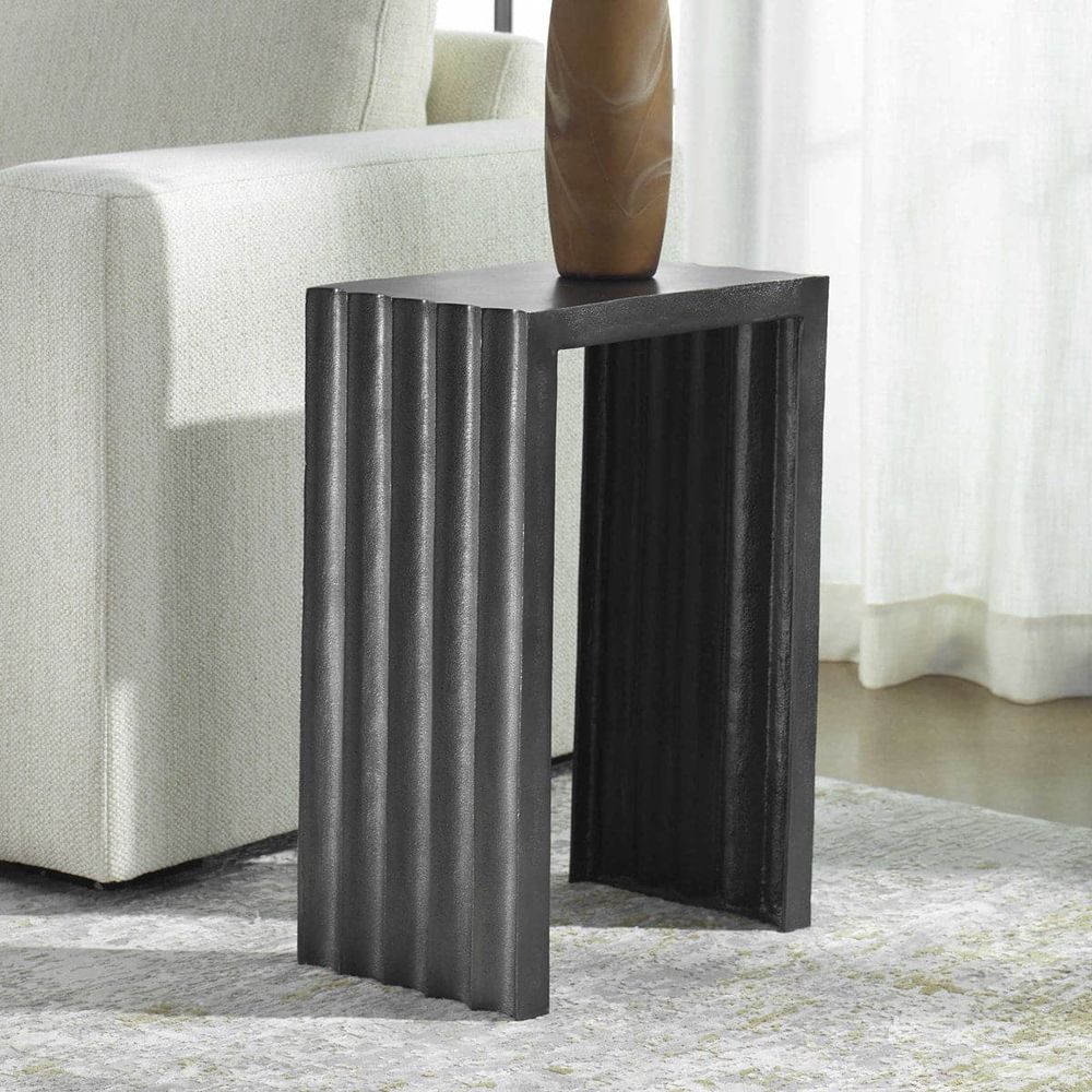Uttermost In The Groove Aluminum Accent Table-Uttermost-UTTM-22963-Side Tables-3-France and Son