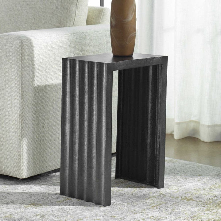 Uttermost In The Groove Aluminum Accent Table-Uttermost-UTTM-22963-Side Tables-3-France and Son