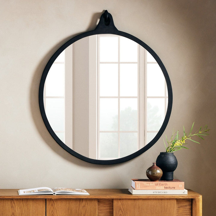 Hale Round Mirror - Black Aluminum