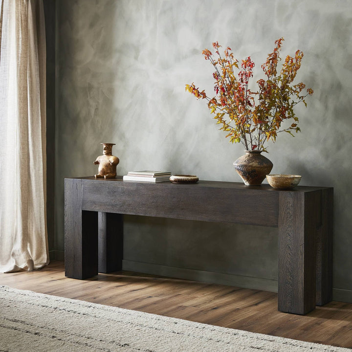 Ashford Console Table - Ebony Rustic Wormwood Oak