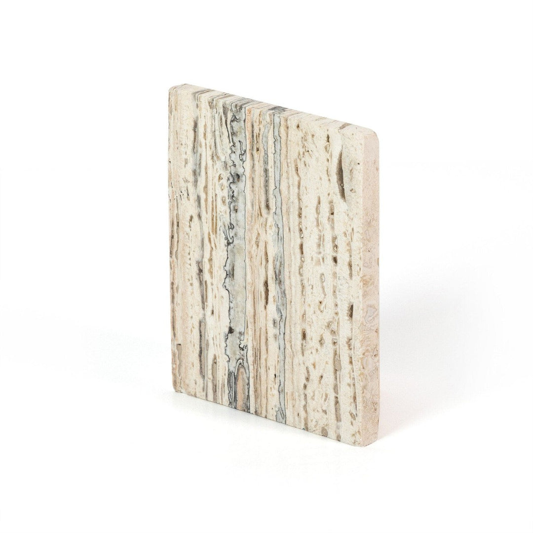 Tiered Bookends - White Travertine