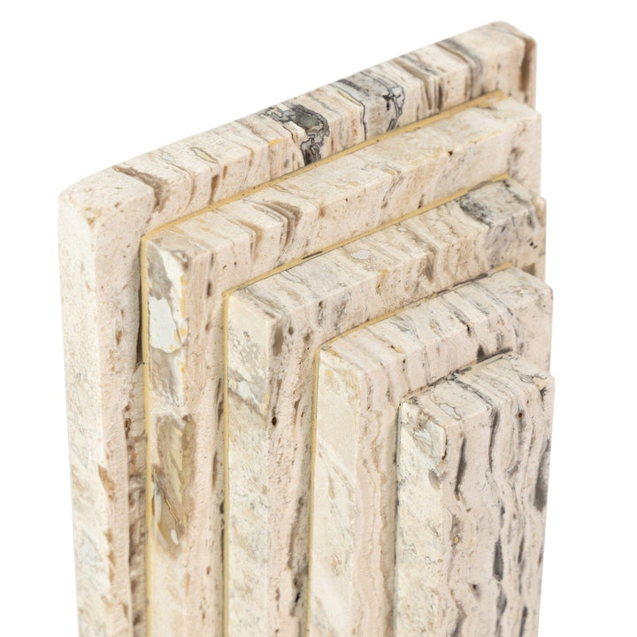 Tiered Bookends - White Travertine