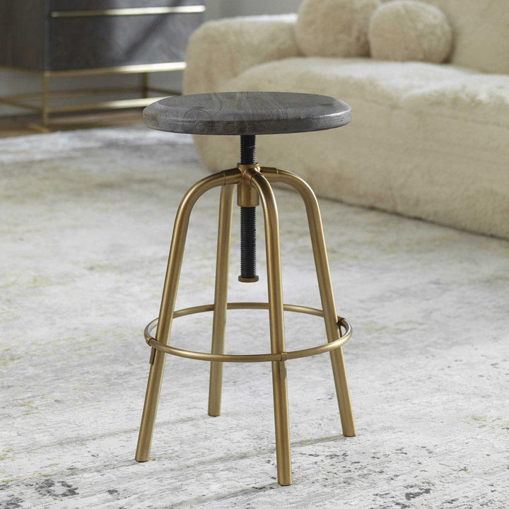 Uttermost Revolve Brass Counter Stool-Uttermost-UTTM-22976-Stools & Ottomans-1-France and Son