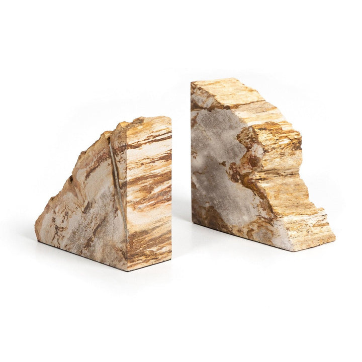 Ancient Wood Book Ends - Light Petrified Wood