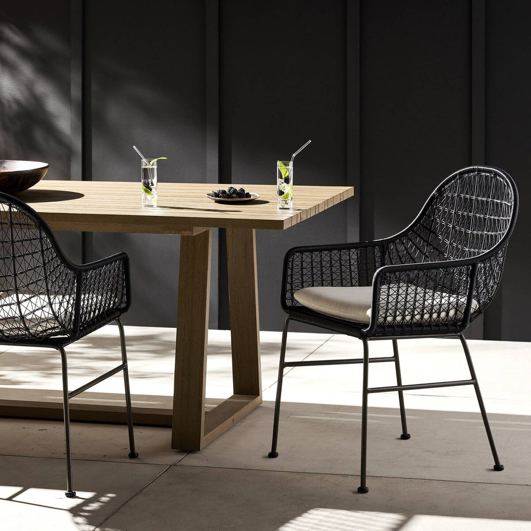 Canyon Outdoor Woven Dining Chair - Smoke Black - White